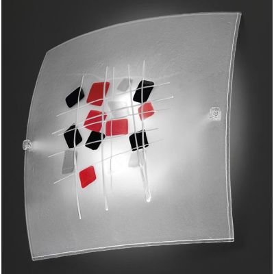 MIRHO PLAFONIERA MODERNA 48X48 CM IN VETRO DECORATO A MANO MADE IN ITALY Familamp - Cristalensi Shop Online