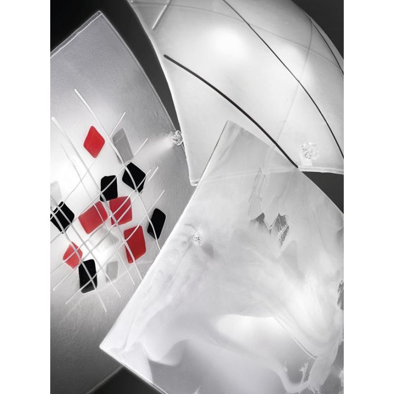 MIRHO PLAFONIERA MODERNA 48X48 CM IN VETRO DECORATO A MANO MADE IN ITALY Familamp - Cristalensi Shop Online