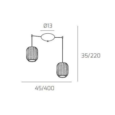TENDER SOSPENSIONE CON DECENTRO IN METALLO CROMO O BIANCO CON DIFFUSORI IN VETRO COLORATO Top Light Illuminazione - Cristalensi