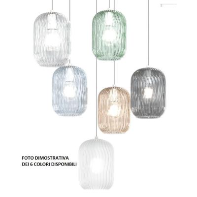 TENDER SOSPENSIONE 3 LUCI IN METALLO CROMO CON DIFFUSORI IN VETRO COLORATO Top Light Illuminazione - Cristalensi Shop Online