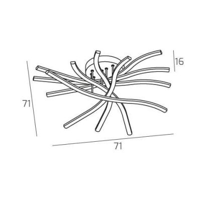 TORNADO PLAFONIERA MODERNA LED 60W LUCE 3000-4000K BACCHETTE ORIENTABILI 3 COLORI Top Light Illuminazione - Cristalensi Shop Onl