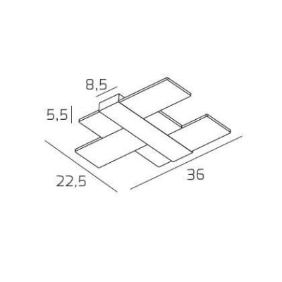 FLIGHT PLAFONIERA APPLIQUE MODERNA LARGHEZZA CM 36 LED 16W LUCE 3000-4000K Top Light Illuminazione - Cristalensi Shop Online