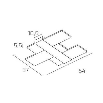 FLIGHT PLAFONIERA APPLIQUE MODERNA LARGHEZZA CM 54 LED 30W LUCE 3000-4000K 3 COLORI Top Light Illuminazione - Cristalensi Shop O