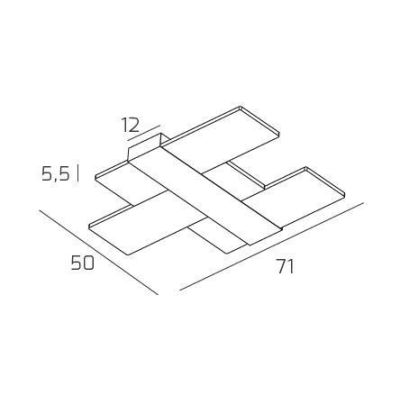 FLIGHT PLAFONIERA APPLIQUE MODERNA LARGHEZZA CM 70 LED 40W LUCE 3000-4000K 3 COLORI Top Light Illuminazione - Cristalensi Shop O