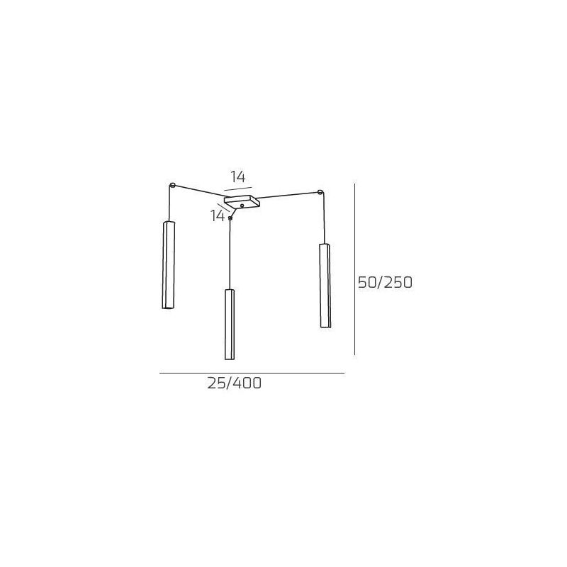 SQUARE TUBE SOSPENSIONE 3 LUCI DECENTRATA IN METALLO 6 COLORI LAMPADINE ATTACCO GU10 Top Light Illuminazione - Cristalensi Shop 