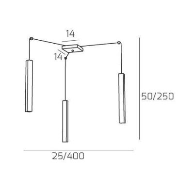SQUARE TUBE SOSPENSIONE 3 LUCI DECENTRATA IN METALLO 6 COLORI LAMPADINE ATTACCO GU10 Top Light Illuminazione - Cristalensi Shop 
