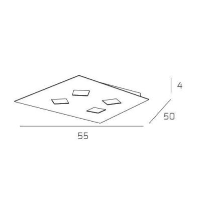 NOTE PLAFONIERA 4 LUCI MODERNA IN METALLO 3 COLORI CM 23X24 LAMPADINE ATTACCO GX53 Top Light Illuminazione - Cristalensi Shop On
