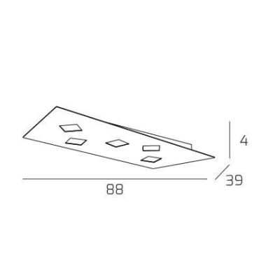 NOTE PLAFONIERA 5 LUCI RETTANGOLARE IN METALLO 3 COLORI CM 88X39 LAMPADINE ATTACCO GX53 Top Light Illuminazione - Cristalensi Sh