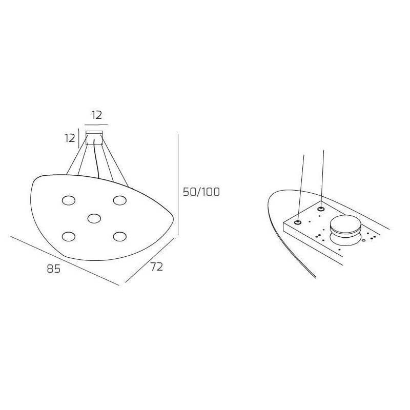 SHAPE SOSPENSIONE 5e2 LUCI IN METALLO BIANCO GRIGIO O SABBIA MODERNA LAMPADINE ATTACCO GX53 Top Light Illuminazione - Cristalens