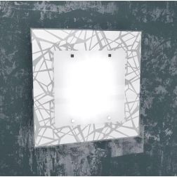 STRIPES PLAFONIERA MODERNA QUADRATA 45X45 CM IN VETRO SERIGRAFATO LAMPADINE ATTACCO 2xE27 Top Light Illuminazione - Cristalensi