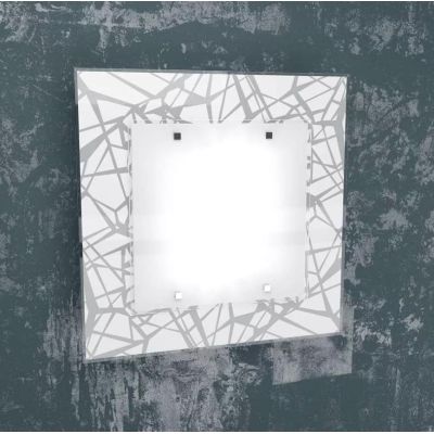 STRIPES PLAFONIERA MODERNA QUADRATA 45X45 CM IN VETRO SERIGRAFATO LAMPADINE ATTACCO 2xE27 Top Light Illuminazione - Cristalensi