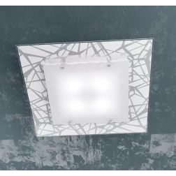 STRIPES PLAFONIERA MODERNA QUADRATA 60x60 CM IN VETRO SERIGRAFATO LAMPADINE ATTACCO 4xE27 Top Light Illuminazione - Cristalensi