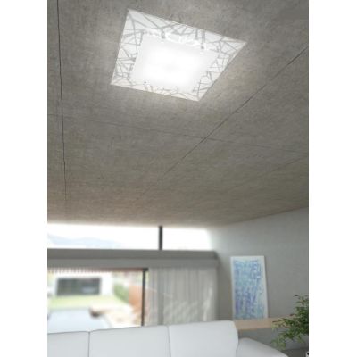 STRIPES PLAFONIERA MODERNA QUADRATA 60x60 CM IN VETRO SERIGRAFATO LAMPADINE ATTACCO 4xE27 Top Light Illuminazione - Cristalensi