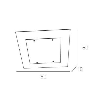 STRIPES PLAFONIERA MODERNA QUADRATA 60x60 CM IN VETRO SERIGRAFATO LAMPADINE ATTACCO 4xE27 Top Light Illuminazione - Cristalensi