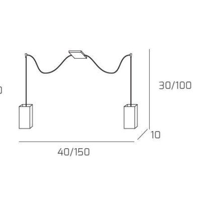 WILD SOSPENSIONE CON DECENTRO 2 LUCI CROMO DIFFUSORI IN VETRO MODERNA LAMPADINE 2XE27 Top Light Illuminazione - Cristalensi Shop