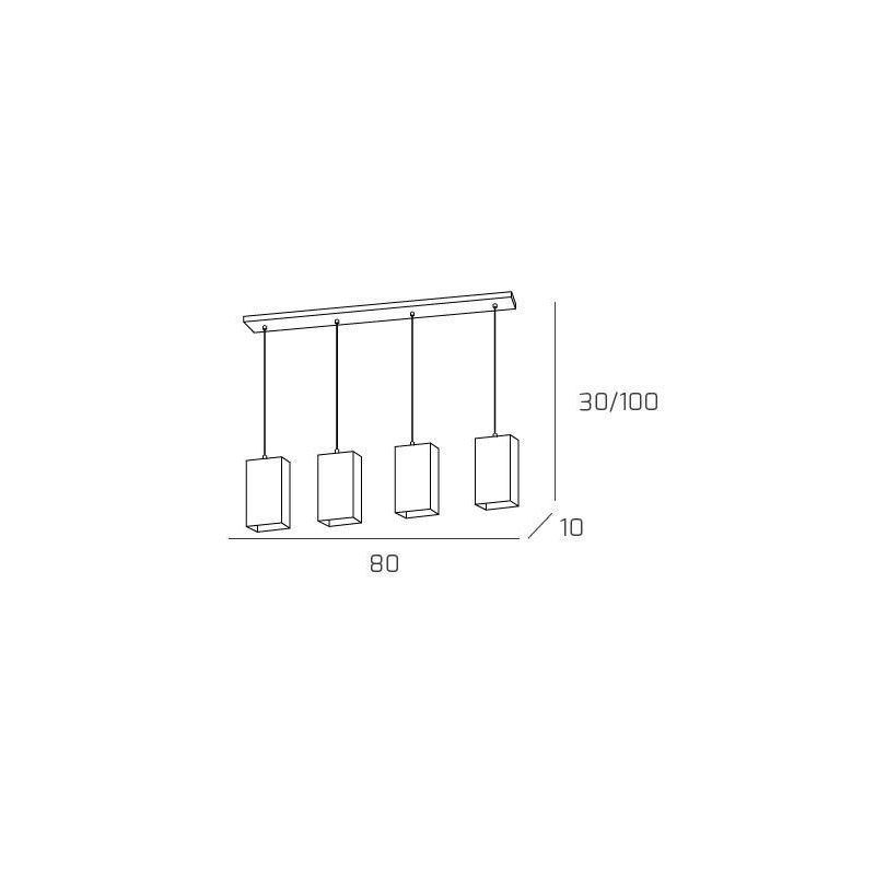 CRAZY SOSPENSIONE LINEARE 4 LUCI CROMO DIFFUSORI IN VETRO OPACO LAMPADINE 4XE27 Top Light Illuminazione - Cristalensi Shop Onlin