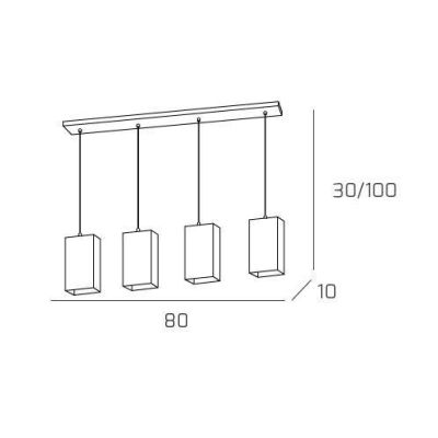 CRAZY SOSPENSIONE LINEARE 4 LUCI CROMO DIFFUSORI IN VETRO OPACO LAMPADINE 4XE27 Top Light Illuminazione - Cristalensi Shop Onlin