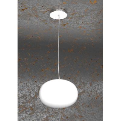 SOFT PICCOLA SOSPENSIONE SINGOLA DIAMETRO CM 18 IN VETRO SOFFIATO BIANCO LATTE MODERNA Top Light Illuminazione - Cristalensi Sho