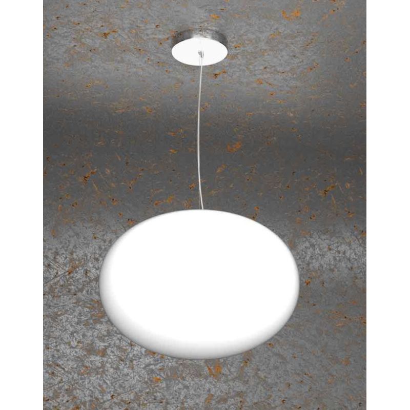SOFT SOSPENSIONE SINGOLA DIAMETRO CM 35 IN VETRO SOFFIATO BIANCO LATTE MODERNA Top Light Illuminazione - Cristalensi Shop Online