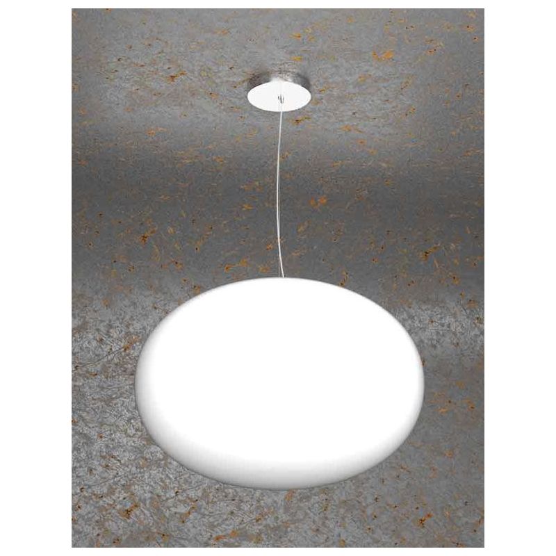 SOFT SOSPENSIONE SINGOLA DIAMETRO CM 45 IN VETRO SOFFIATO BIANCO LATTE MODERNA Top Light Illuminazione - Cristalensi Shop Online
