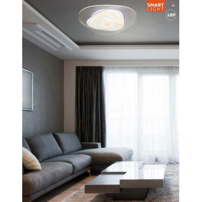 JOCELYN PLAFONIERA OVALE ORIGINALE LED 40W RGB LUCE DIMMERABILE COMANDI VOCALI E TELECOMANDO INCLUSO Globo Lighting - Cristalens
