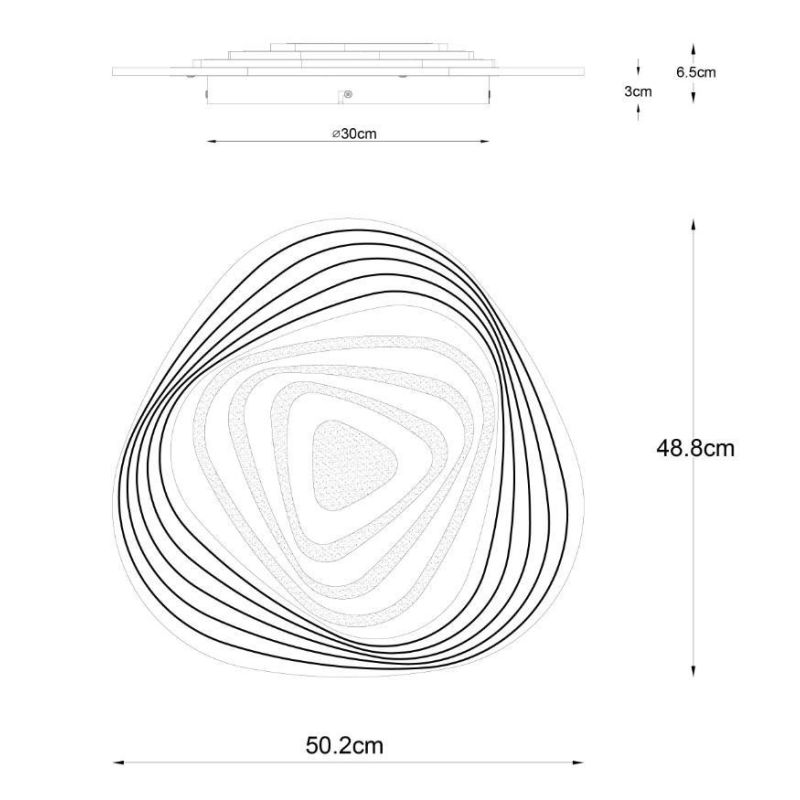 JOCELYN PLAFONIERA OVALE ORIGINALE LED 40W RGB LUCE DIMMERABILE COMANDI VOCALI E TELECOMANDO INCLUSO Globo Lighting - Cristalens