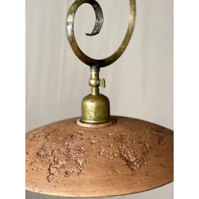 ETRUSCA SOSPENSIONE SINGOLA IN OTTONE INVECCHIATO E PIATTO IN TERRACOTTA MADE IN ITALY CRISTALENSI OTTONE - Cristalensi Shop Onl