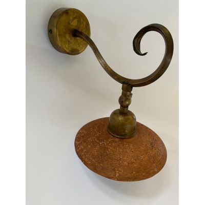 ETRUSCA APPLIQUE GRANDE IN OTTONE INVECCHIATO E PIATTO IN TERRACOTTA MADE IN ITALY CRISTALENSI OTTONE - Cristalensi Shop Online
