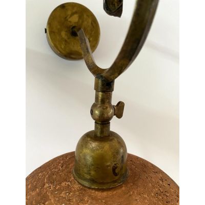 ETRUSCA APPLIQUE GRANDE IN OTTONE INVECCHIATO E PIATTO IN TERRACOTTA MADE IN ITALY CRISTALENSI OTTONE - Cristalensi Shop Online