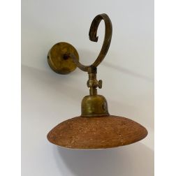 ETRUSCA APPLIQUE PICCOLA IN OTTONE INVECCHIATO E PIATTO IN TERRACOTTA MADE IN ITALY CRISTALENSI OTTONE - Cristalensi Shop Online