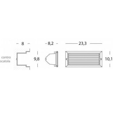 ESCAPE SEGNAPASSO CON GRIGLIA A PARETE IN ALLUMINIO E DIFFUSORE IN VETRO IP54 Sovil - Cristalensi Shop Online