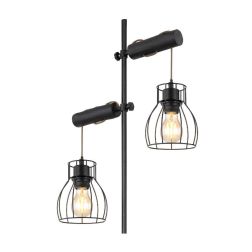 MINA PIANTANA VINTAGE ALTEZZA CM 168 IN LEGNO E METALLO NERO CON DIFFUSORI A GABBIA Globo Lighting - Cristalensi Shop Online 2