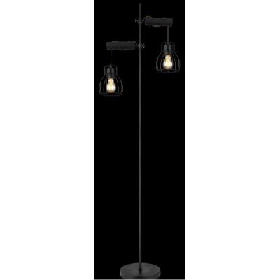 MINA PIANTANA VINTAGE ALTEZZA CM 168 IN LEGNO E METALLO NERO CON DIFFUSORI A GABBIA Globo Lighting - Cristalensi Shop Online