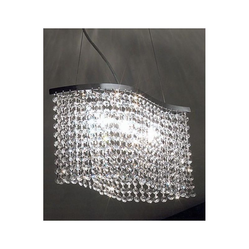 BELIZE SOSPENSIONE IN METALLO CROMATO E PENDAGLIERIA IN CRISTALLO Illuminando - Cristalensi Shop Online