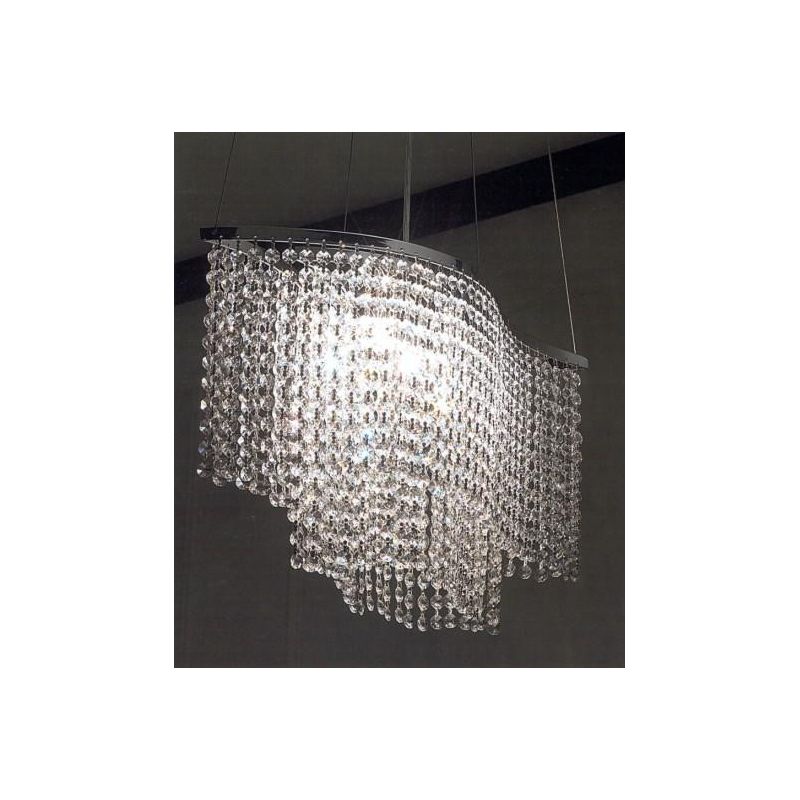 BELIZE SOSPENSIONE IN METALLO CROMATO E PENDAGLIERIA IN CRISTALLO Illuminando - Cristalensi Shop Online