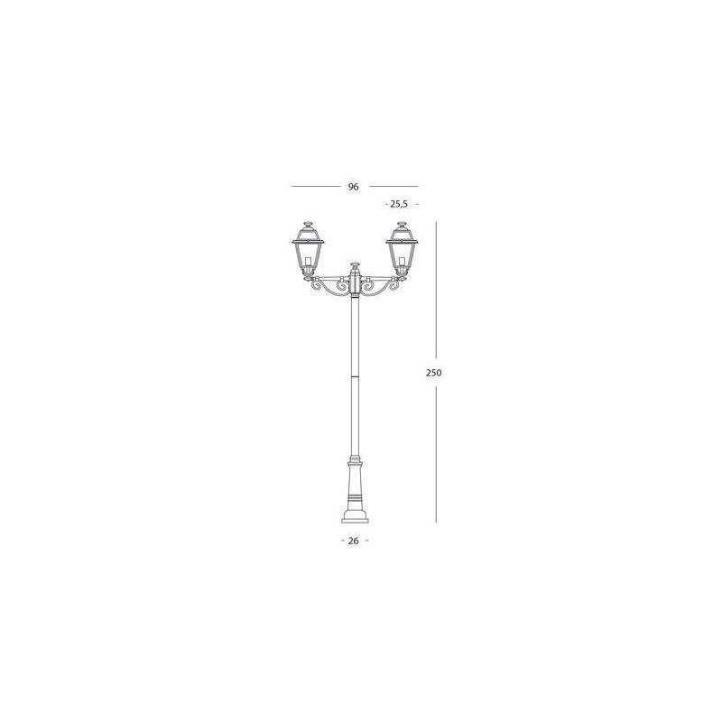 ELEGANCE LAMPIONE PER ESTERNO H250 CON DUE LANTERNE IN ALLUMINIO ANTRACITE E DIFFUSORI IN VETRO Sovil - Cristalensi Shop Online