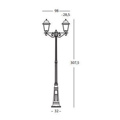 AMALFI LAMPIONE ESTERNO H308 DUE LANTERNE IN ALLUMINIO NERO DIFFUSORI IN VETRO Sovil - Cristalensi Shop Online