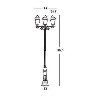 AMALFI LAMPIONE ESTERNO H308 TRE LANTERNE IN ALLUMINIO NERO DIFFUSORI IN VETRO Sovil - Cristalensi Shop Online