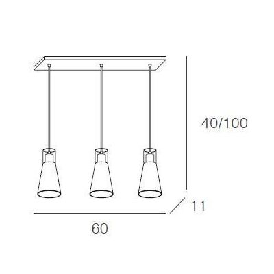 CONE SOSPENSIONE CON BINARIO CROMO E VETRI SABBIATI Top Light Illuminazione - Cristalensi Shop Online