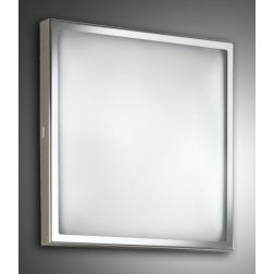 OSAKA PLAFONIERA QUADRATA LATO 40 CM IN METALLO CROMO,BIANCO O NICHEL E DIFFUSORE IN VETRO Fabas Luce - Cristalensi Shop Online