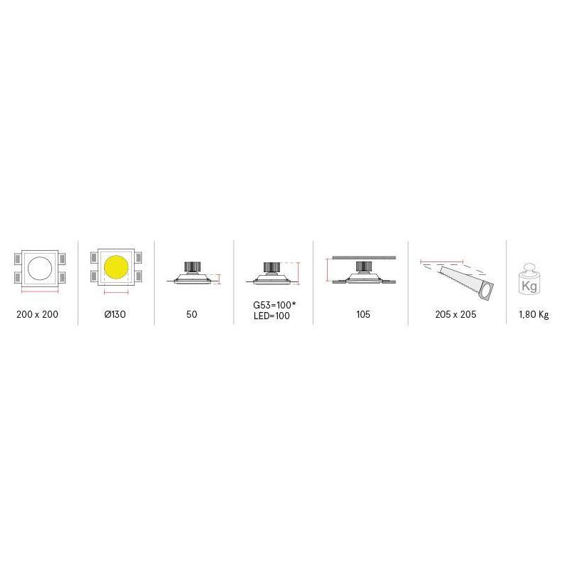 4044B INCASSO A SOFFITTO IN CRISTALY CON SCHEDA LED 13W VERNICIABILE 9010 BELFIORE - Cristalensi Shop Online