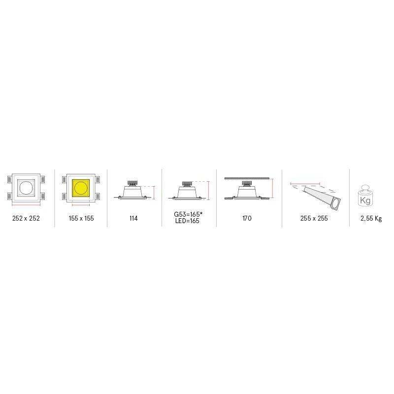 4045B INCASSO A SOFFITTO IN CRISTALY VERNICIABILE A LED INTEGRATO DA 13W 9010 BELFIORE - Cristalensi Shop Online