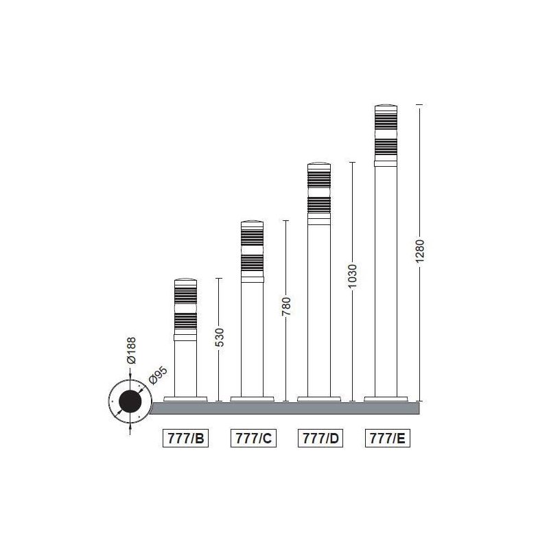LAMPIONE PER ESTERNO 777-B H53 IN ALLUMINIO VERNICIATO Garden Luce - Cristalensi Shop Online