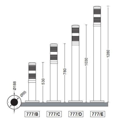LAMPIONE PER ESTERNO 777-B H53 IN ALLUMINIO VERNICIATO Garden Luce - Cristalensi Shop Online