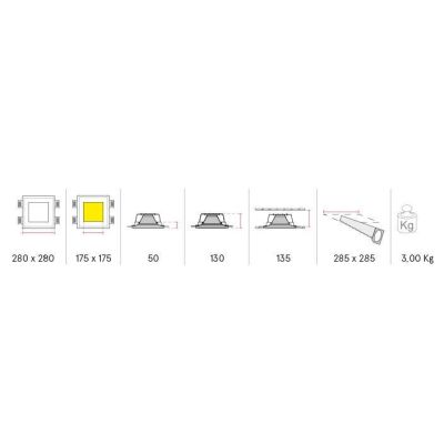 4046 INCASSO IN CRISTALY CON LED INTEGRATO 16W 2200 LUMEN VERNICIABILE 9010 BELFIORE - Cristalensi Shop Online