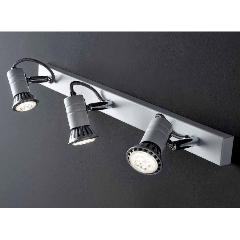 ZELIG 3 BINARIO IN METALLO BIANCO, NERO O CROMO DIREZIONABILE CON LAMPADINE LED Illuminando - Cristalensi Shop Online