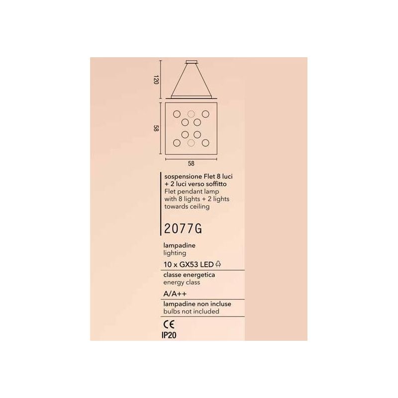 FLET AFFRALUX LAMPADARIO 8 E 2 LED LAMPADINE GX53 SOSTITUIBILI METALLO BIANCO AFFRALUX - Cristalensi Shop Online