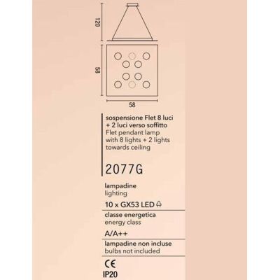 FLET AFFRALUX LAMPADARIO 8 E 2 LED LAMPADINE GX53 SOSTITUIBILI METALLO BIANCO AFFRALUX - Cristalensi Shop Online