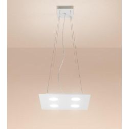 FLET AFFRALUX LAMPADARIO 4 E 1 LUCI LED INTERCAMBIABILI METALLO BIANCO MODERNA AFFRALUX - Cristalensi Shop Online 2