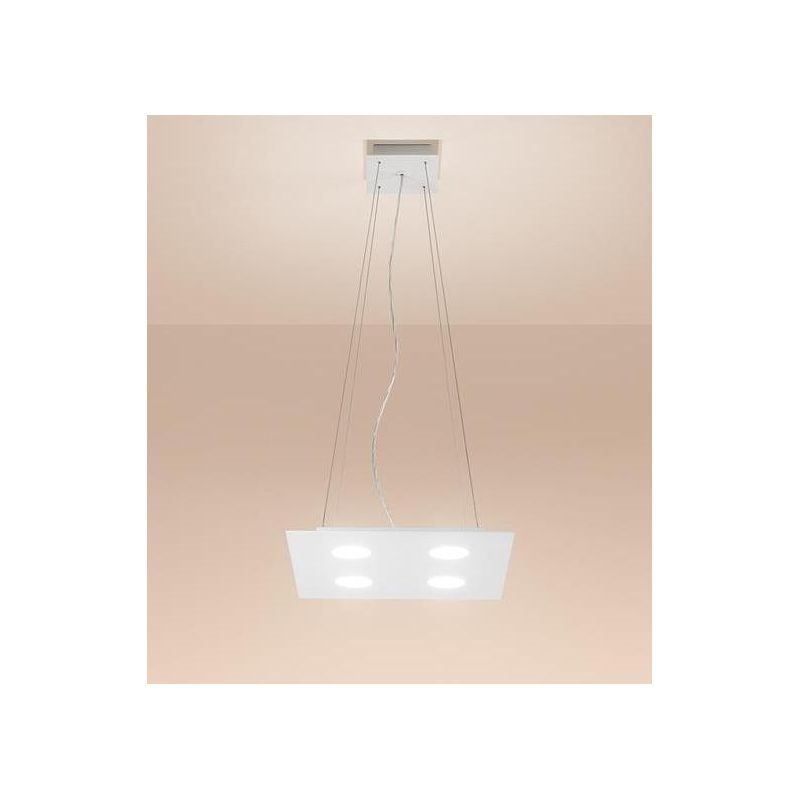 FLET AFFRALUX LAMPADARIO 4 E 1 LUCI LED INTERCAMBIABILI METALLO BIANCO MODERNA AFFRALUX - Cristalensi Shop Online